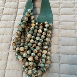 Multi-Strand Green Agate Bead Necklace - Women Jewelry